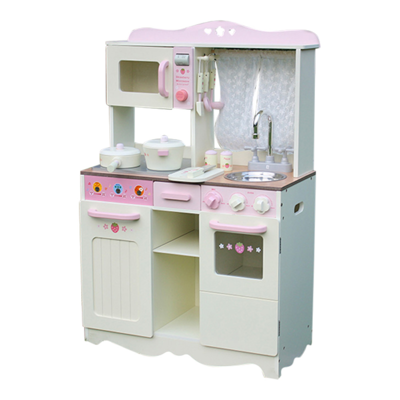pink wooden toy kitchen accessories